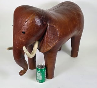 Vintage Dmitri Omersa Abercrombie & Fitch Leather Elephant Ottoman, 20th century