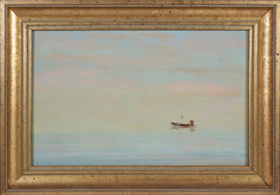 Robert Stark Jr. Oil on Board "Calm Seascape Where Sky and Water Meet"