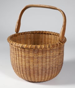 Sherwin Boyer Round Open Swing Handle Nantucket Basket, circa 1960