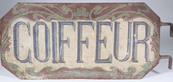 French Art Nouveau Hand Painted "Coiffeur" Trade Sign