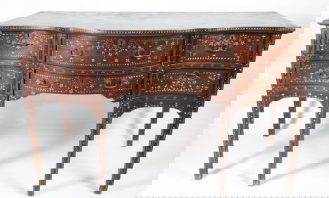 Mahogany Bone Inlaid Sideboard, 19th Century