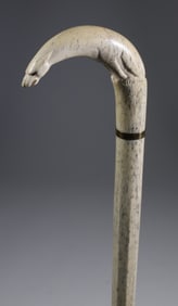 Whaler Made Polar Bear Cane, 19th Century