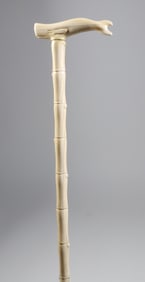 Whaler Made Whale Grip Cane, 19th Century