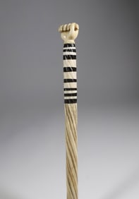 Whaler Made Clenched Fist Narwhal Walking Stick, early 19th Century