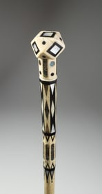 Whaler Made Cuboctahedron Grip Walking Stick, mid 19th Century