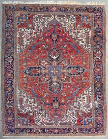 Vintage Hand Knotted Wool Heriz Oriental Carpet, circa 1930s