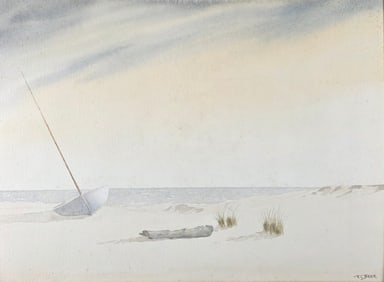 Richard Beer Nantucket Watercolor on Paper, "Harbors Edge"