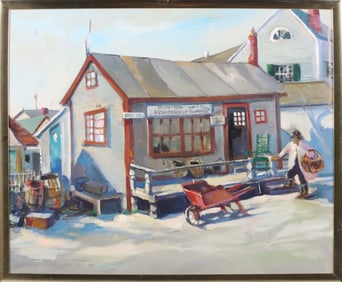 Mary Sarg Murphy Oil on Canvas "Easy Street", circa 1930