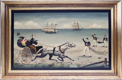 Ralph Cahoon Jr. Oil On Panel "Racing Home"