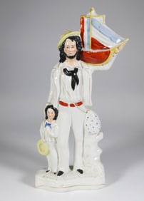 Staffordshire Sailor and Child Figure, 19th Century