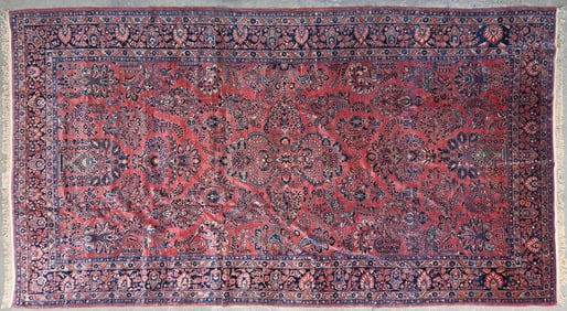 Persian Semi-Antique Hand Knotted Wool Sarouk Oriental Carpet, circa 1930