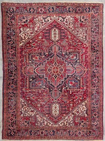 Vintage Hand Knotted Wool Heriz Oriental Carpet, circa 1930s