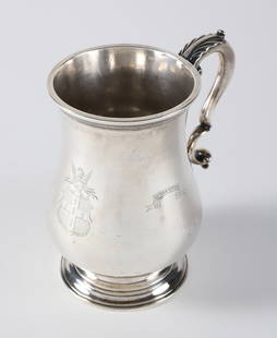 Stephen Emery (Boston, Massachusetts 1752-1801) Coin Silver Cann, 18th Century: Stephen Emery (Boston, Massachusetts 1752-1801) Coin Silver Cann, 18th Century, applied scroll handle, with engraved banner :Luther Jewett 1850 Height 5.5 in. 14.843 Troy Ounces