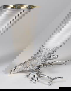 Tiffany & Co. Sterling Silver Art Deco Stag Head Stirrup Cup: Tiffany & Co. the interior of the cup vermeil lined Height 7 in. 12.2 Troy Ounces Provenance: Collection of Susan Akers, 7 Pleasant Street, Nantucket Island, Massachusetts