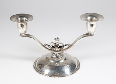 Georg Jensen Art Deco Sterling Silver Handwrought Candelabra
