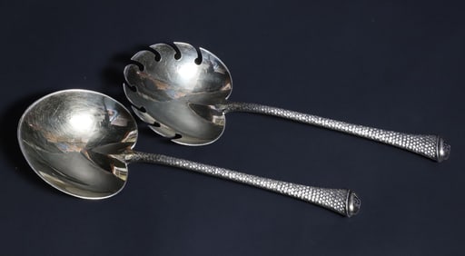 Pair of Gorham Sterling Silver Vermeil "Palm Beach Florida" Salad Spoons