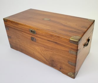 Antique Chinese Export Brass Bound Camphorwood Trunk