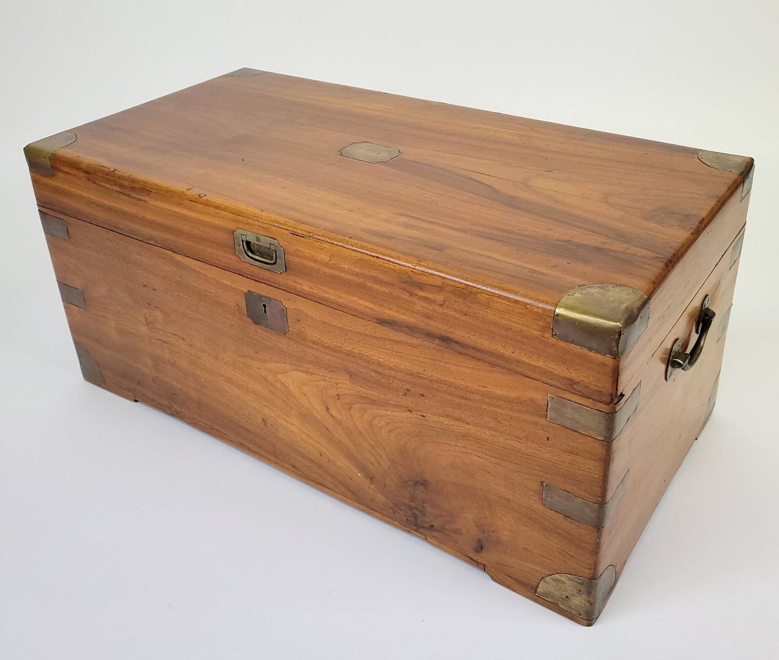 Antique Chinese Export Brass Bound Camphorwood Trunk