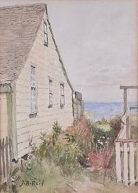 Scarce Jane Brewster Reid Nantucket Watercolor on Paper, "Sconset Lane"