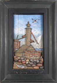Rare 1912 James Walter Folger Carved and Painted Nantucket Folk Art Plaque "Sconset Pump 1776-1857"