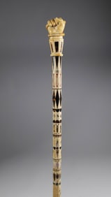 Whaler Made Clenched Fist With Snake Walking Stick, early 19th Century