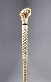 Whaler Made Clenched Fist Walking Stick, mid 19th Century