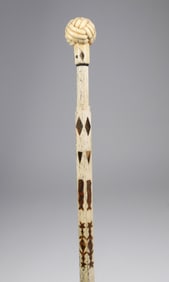 Whaler Made Turks Head Knot Grip Walking Stick, early 19th Century