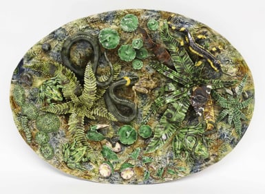 Fine Majolica Palissy Oval Basin Attributed to Charles-Jean Avisseau