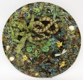 Fine Majolica Palissy Round Basin Attributed to Charles-Jean Avisseau