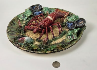 Antique Portuguese Palissy Ware Majolica Lobster Charger