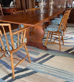 American Trestle Dining Table, 19th Century