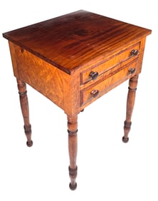 Antique American Sheraton Birdseye Maple Two Drawer Night Stand, 19th century