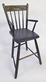 Antique Sheraton Thumb Back Windsor Childs High Chair, 19th century