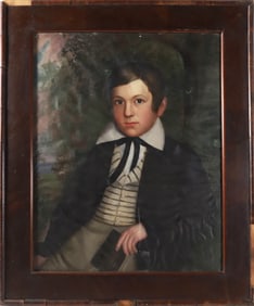 James Hathaway Oil On Canvas "Portrait of a Young Man", 19th Century
