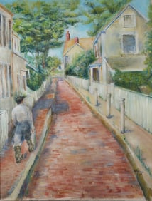 G. Folger Nantucket Oil on Canvas, "Martins Lane", Painting