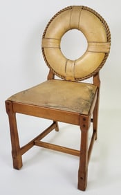 Vintage Nautical Canvas and Rope Life Ring Chair