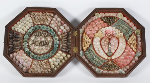 Antique Double Sailor's Valentine "Home Again", 19th Century