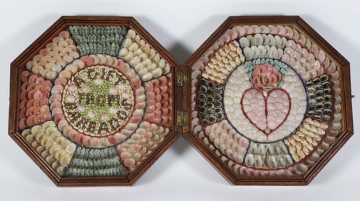 Antique Double Sailor's Valentine "A Gift From Barbados", 19th Century