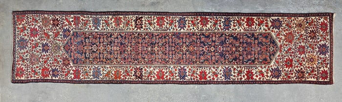 Vintage Persian Hand Knotted Wool Oriental Carpet Runner