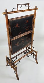 Antique English Bamboo Two-Tier Mechanical Etagere Bookshelf, 19th century