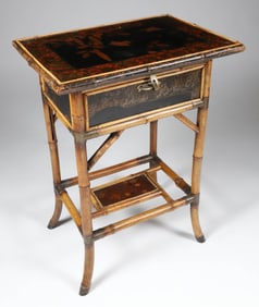 Bamboo and Lacquered Sewing Stand, 19th Century
