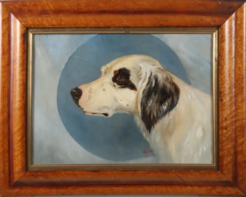 Oil on Canvas "Portrait of a Dog" Initialed and Dated 1904