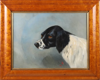 Oil on Canvas "Portrait of a Spaniel" Initialed and Dated 1903