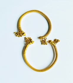 Set of Two Antique 22kt Yellow Gold Bangle Bracelets, 19th Century