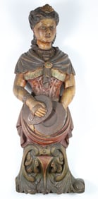 Vintage Carved Carousel Figure of a Woman from The Opera House Restaurant, Nantucket