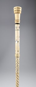 Whaler Made Octagonal Crown Grip Walking Stick, mid 19th Century