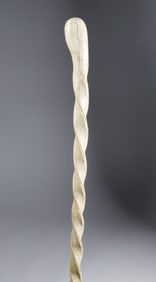 Whaler Made Pistol Grip Whale Bone Walking Stick, mid 19th Centrury