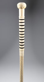 Whaler Made Senit Knot Walking Stick, mid 19th Century