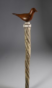 Whaler Made Boxwood Dove Grip Narwhal Cane, 19th Century