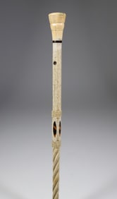 Whaler Made Octagonal Crown Walking Stick, mid 19th Century